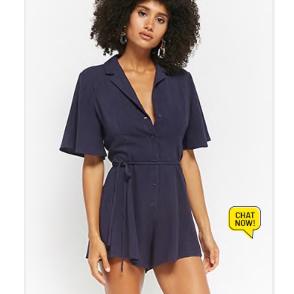 Emory Park button- front Navy Romper